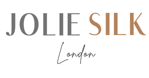 Jolie Silk London transparent logo. Luxury silk accessories for your hair and skin