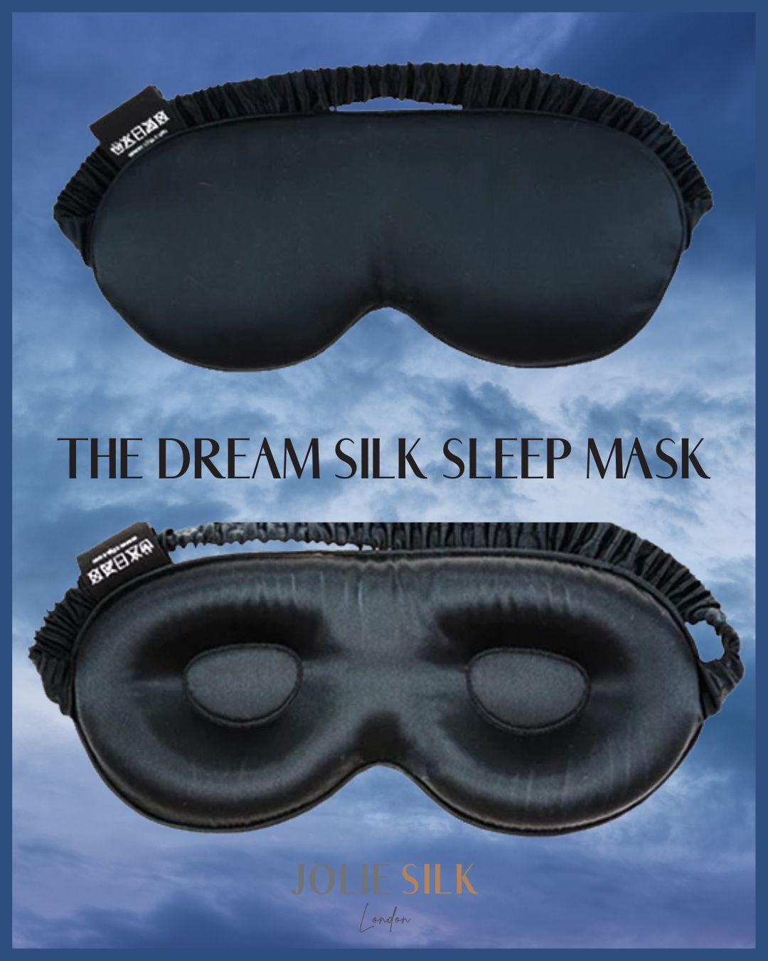 Grade 6A, 22 momme, mulberry silk eye mask. Protects your lashes while you sleep. Blackout sleep mask. Onyx Black. Full cover mask.